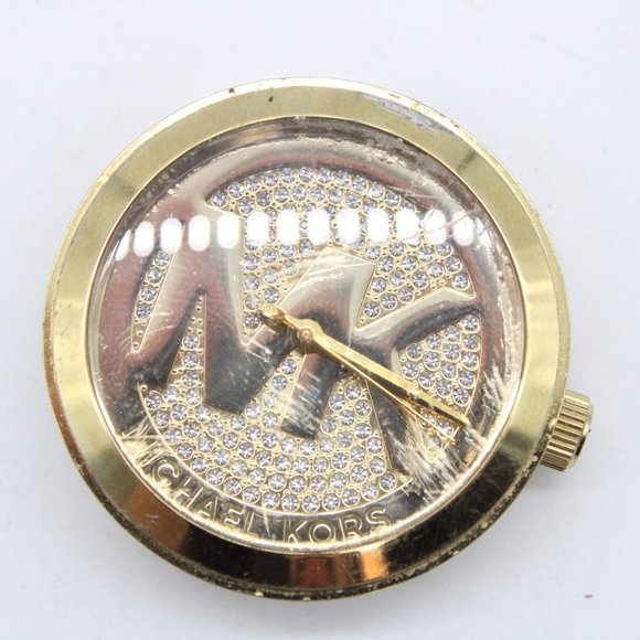 MIchael Kors Watch Face Gold Tone Stainless Steel Classic Big Logo Dial - Picture 3 of 4